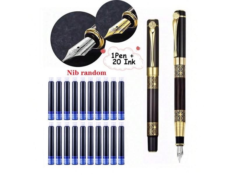 100Pcs/Set Retro Metal Fountain Pen Replaceable Ink Elegant Gift For Writing Carousel 1