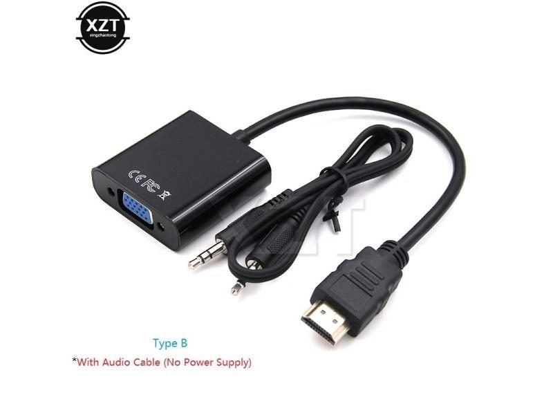 HDMI-compatible TO VGA Adapter Cable Male To Famale Converter 1080P VGA Jack Carousel 1