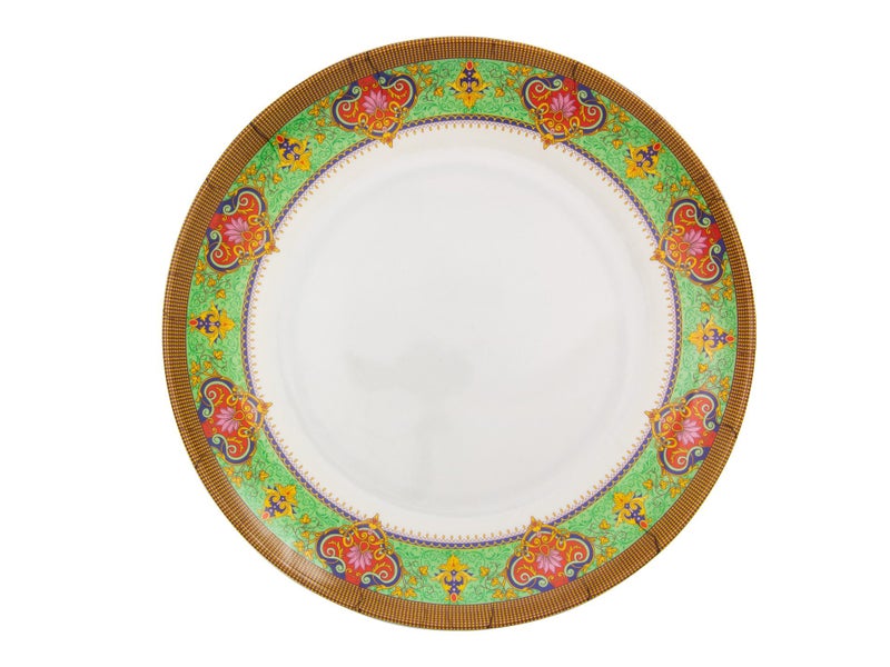 35cm Large Round Plate with Decorative Green Pattern - Melamine Dish Platter Carousel 2