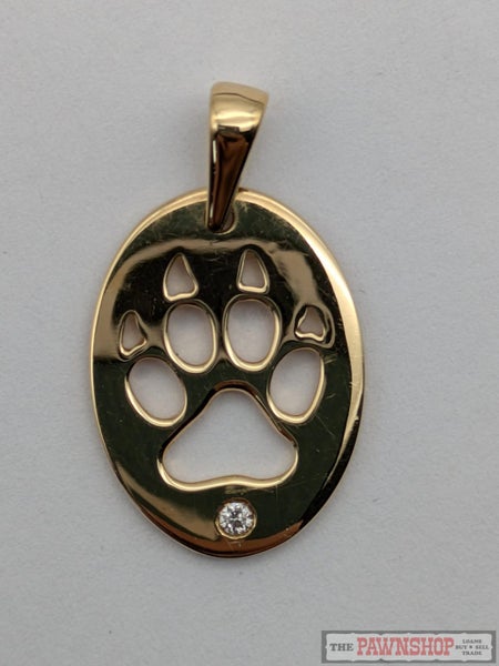 Dog Paw Print Pendant with Diamond in 18ct Yellow Gold 3.10 Grams Carousel 1