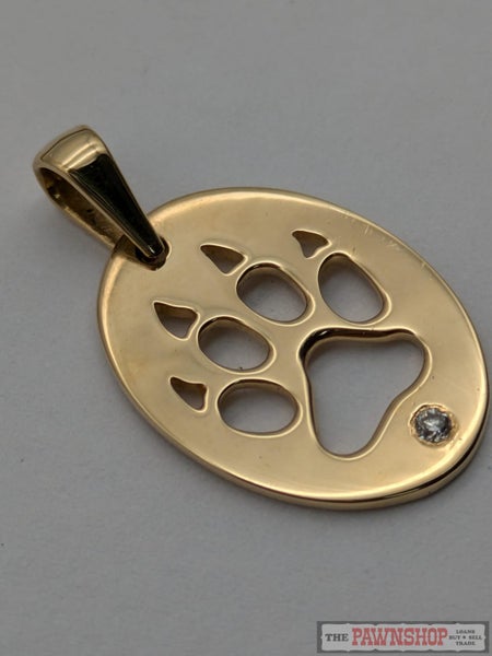 Dog Paw Print Pendant with Diamond in 18ct Yellow Gold 3.10 Grams Carousel 2