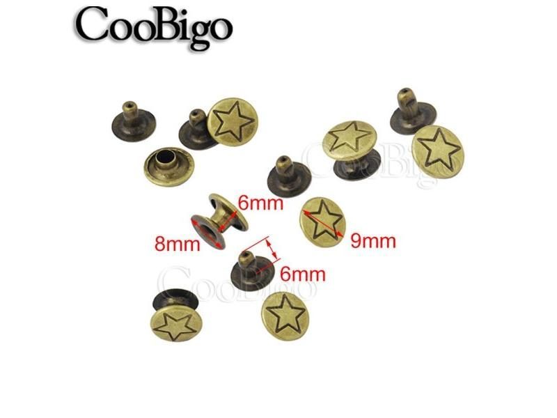 100set Star Double Rivet Stud Collision Nail Spike Garment DIY Leathercraft Carousel 1