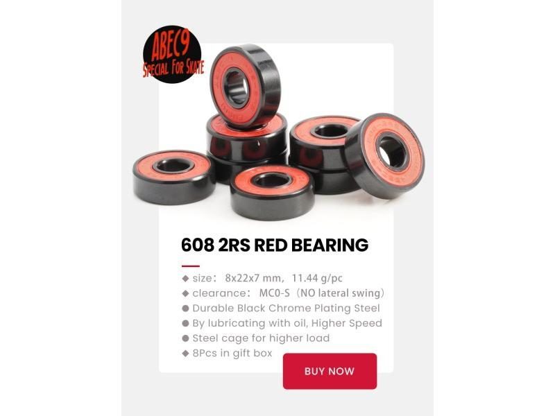 FUSHI Skateboard Ball Bearings 608rs Size 8x22x7 Mm ABEC-9 High Speed Red Oil Carousel 1