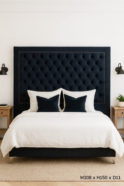 HEAD BOARD- CALIFORNIA KING SIZE (ANCONA )BLACK VELVET Carousel 1