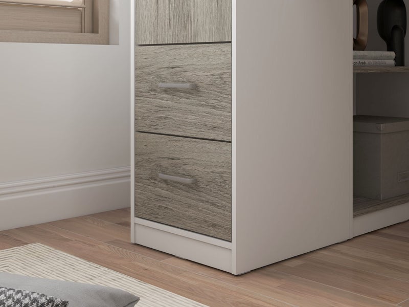 Albany King Single Loft Bunk - White/Grey, Desk, Drawers, Wardrobe & Shelving Carousel 5