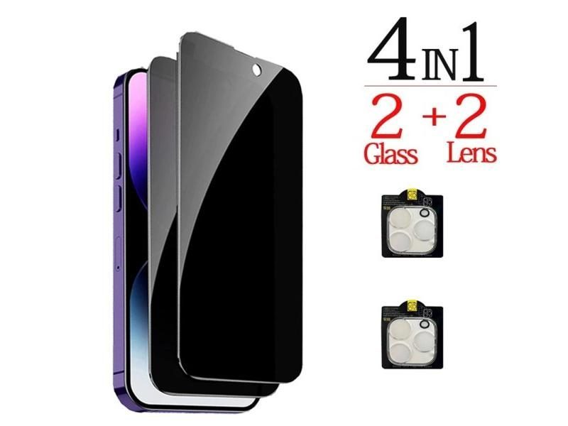1-4PCS Anti-Spy Glass For IPhone 17 16 15 14 13 Pro Max Privacy Screen Carousel 1