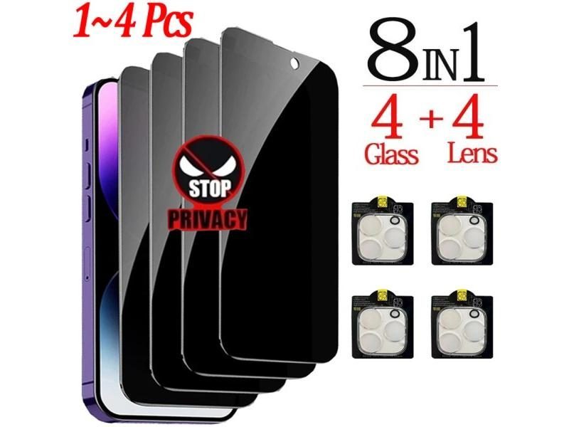 1-4PCS Anti-Spy Glass For IPhone 17 16 15 14 13 Pro Max Privacy Screen Carousel 2