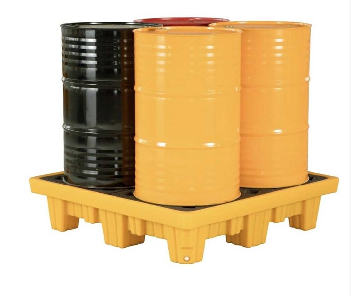 4 Drum Spill Containment Pallet 1300mm L x 1300mm W x 300mm H **FREE SHIPPING** Carousel 1