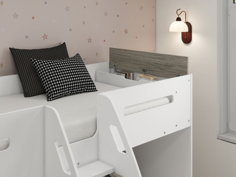 Phoenix - Triple Single Bunk - White/Grey, with Storage, Drawers & Shelving Carousel 7