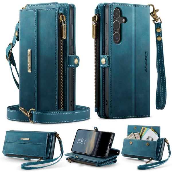 Samsung Galaxy S24 FE Crossbody Case with Strap & Zipper Pocket [Teal] Carousel 1