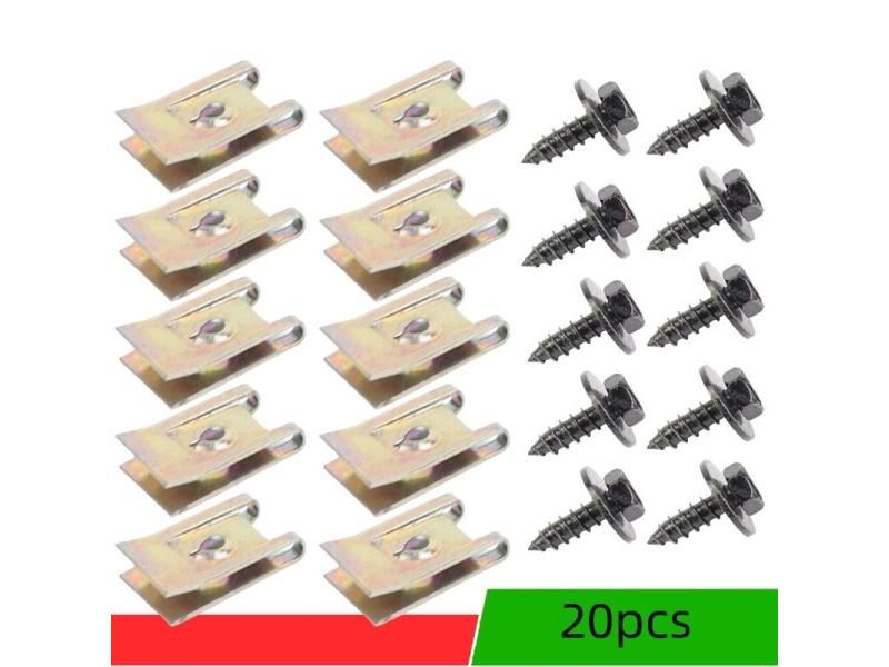 40pcs Car Screw Base U Clip Car Modification Fastener Metal Fender Bumper Carousel 1