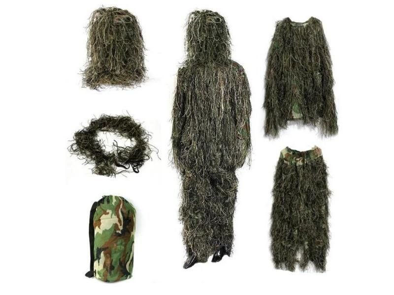 Camouflage Clothing 3D Withered Grass Ghillie Suit 5 PCS Hunting Suit Hunting Carousel 1
