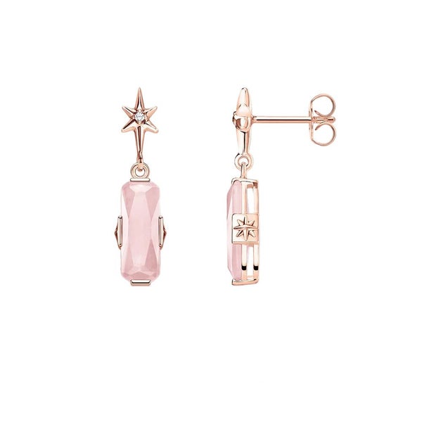 925 Sterling Silver Romantic Rose Gold Stud Earrings With Pink Stone Carousel 1