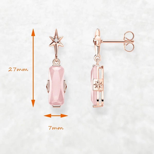 925 Sterling Silver Romantic Rose Gold Stud Earrings With Pink Stone Carousel 2