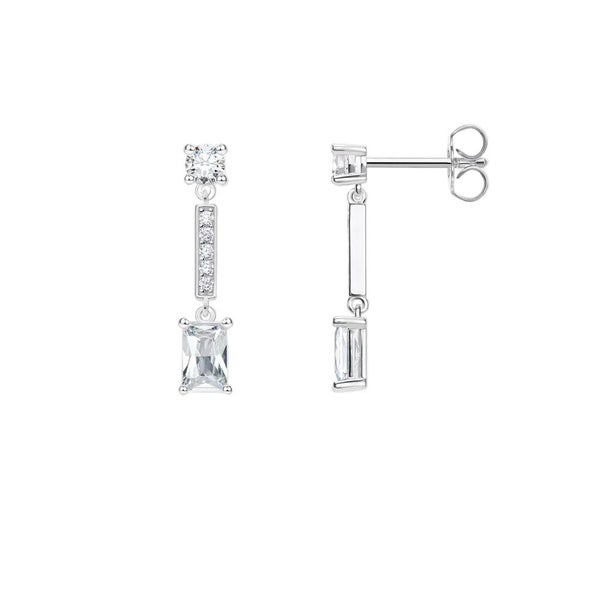 925 Sterling Silver Angular Stone Ear Studs Modern Design For Women Carousel 1