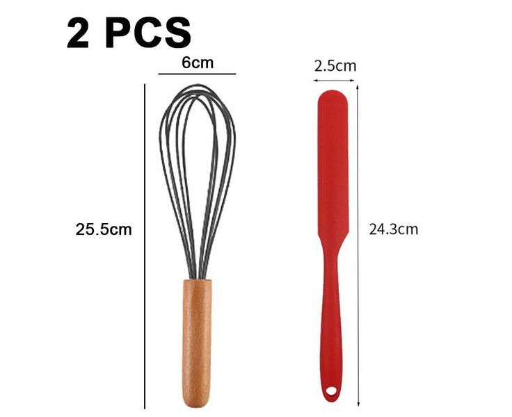 2 Piece Mini Kitchen Utensil Set- Silicone Kitchen Tools with wood Handles Carousel 2