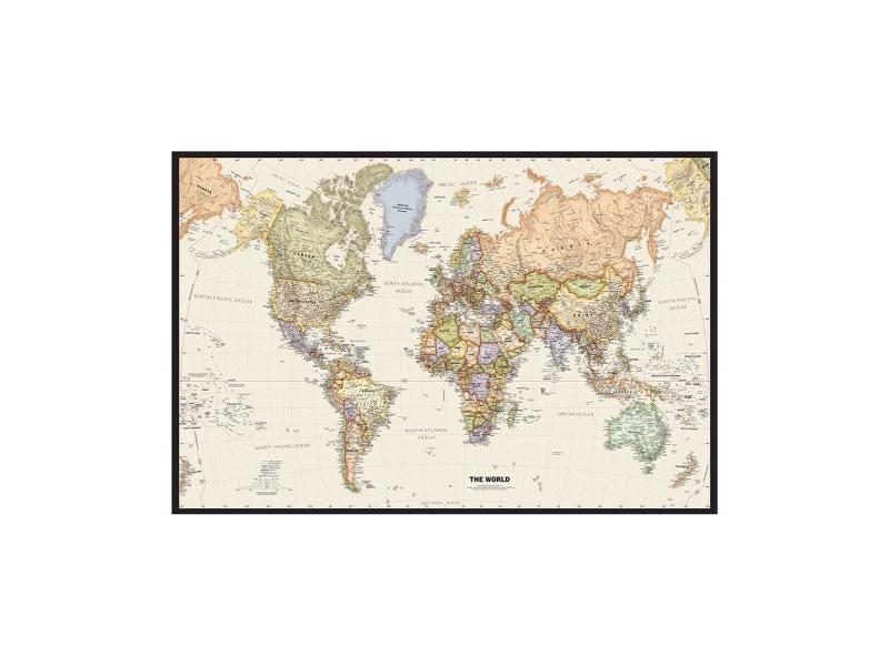 The World Map 75*50cm With Details Vintage Canvas Painting Art Poster School Carousel 1