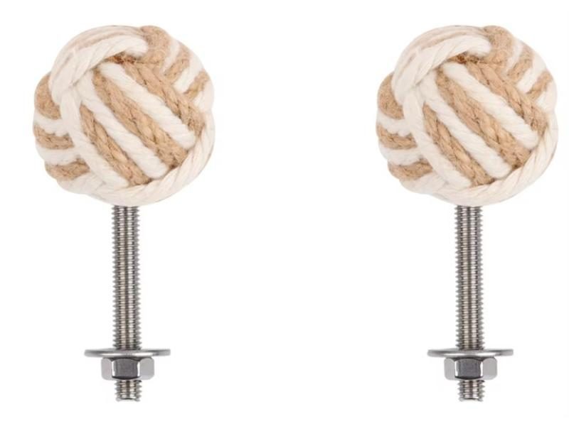 Hemp Rope Drawer Knobs Round Handmade Cabinets Dresser Handles Wood Kitchen Carousel 1