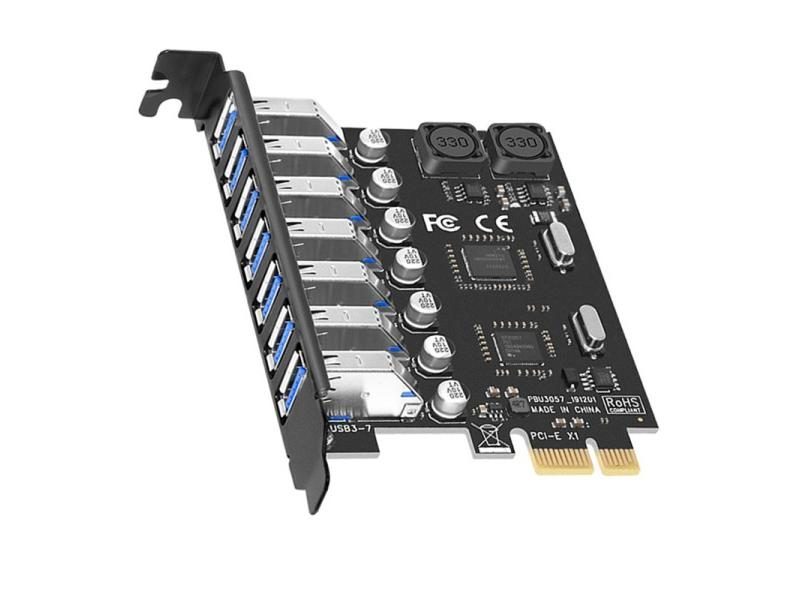 NEW 7 Port USB 3.0 PCI Express X1 Expansion Card PCI-E PCI E USB 3.0 Board USB3 Carousel 1