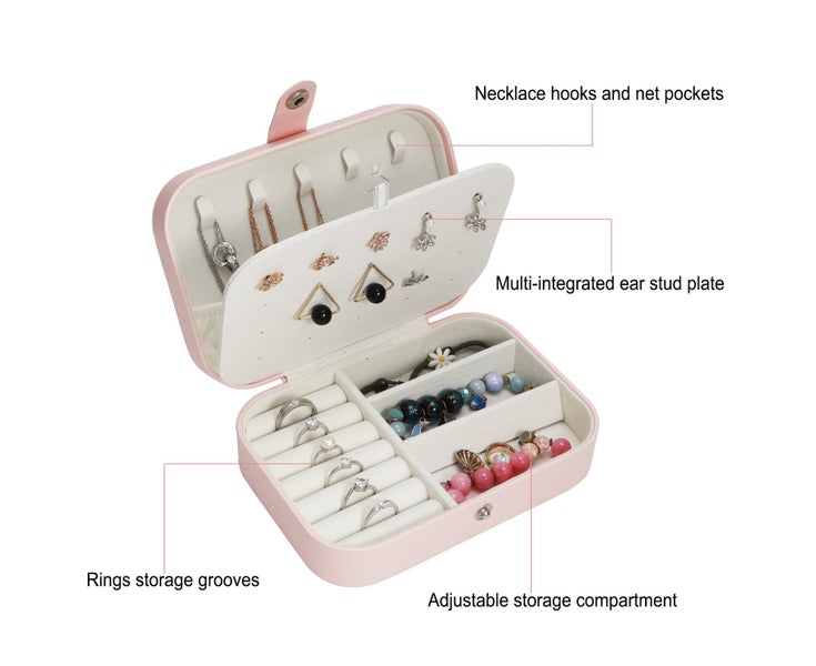 Portable Travel Jewelry Box Organizer Display Storage Case for Rings Earrings Carousel 5