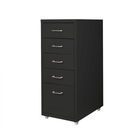 5 Drawers Portable Cabinet Rack Storage Steel Stackable Organiser Stand Black Carousel 1