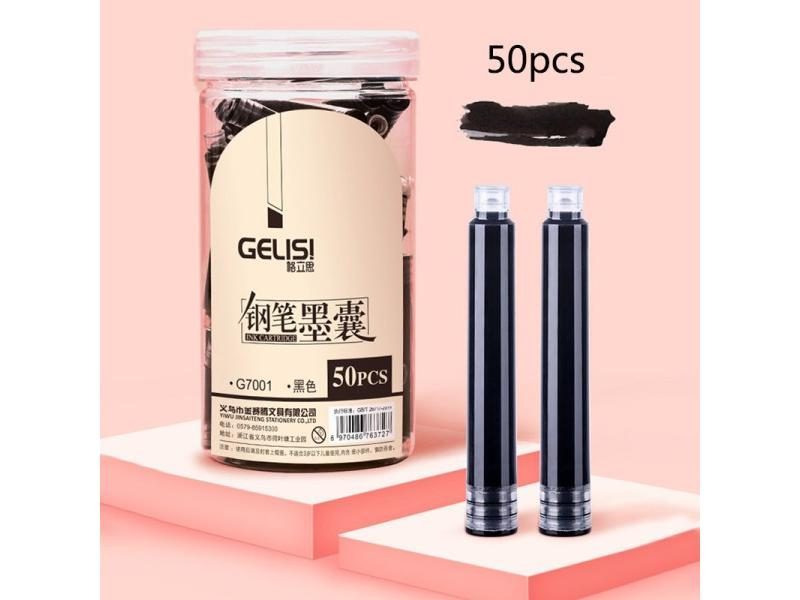 50pcs Universal Black Blue Fountain Pen Ink Large Capacity Practise Calligraphy Carousel 1