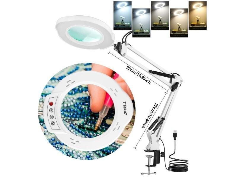 72LED 8X/10X NEW Illuminated Magnifier USB 3 Colors LED Magnifying Glass For Carousel 1
