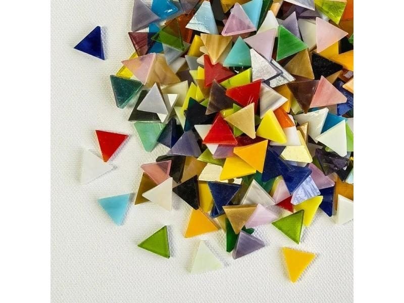 115g/4oz(approx. 190pcs) Triangle Translucent Mica Mosaic Tiles Colorful Glass Carousel 1