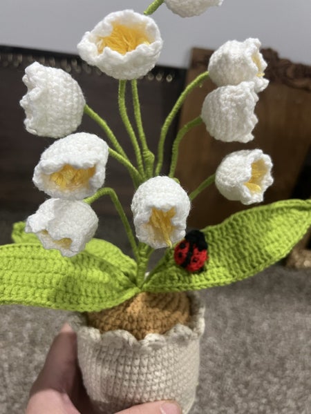 100% handmade lily of the valley basket crochet Carousel 4