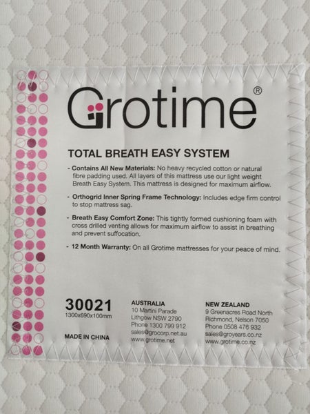 Grotime Legacy 4-in-1 Cot (White) + mattress + protector Carousel 14