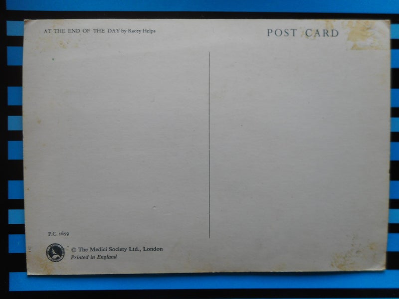 "At the End of the Day" by Racey Helps Postcard damaged Carousel 2