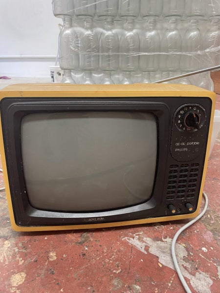 Vintage Philips Portable TV – Retro Yellow – Collectors / Prop Carousel 1