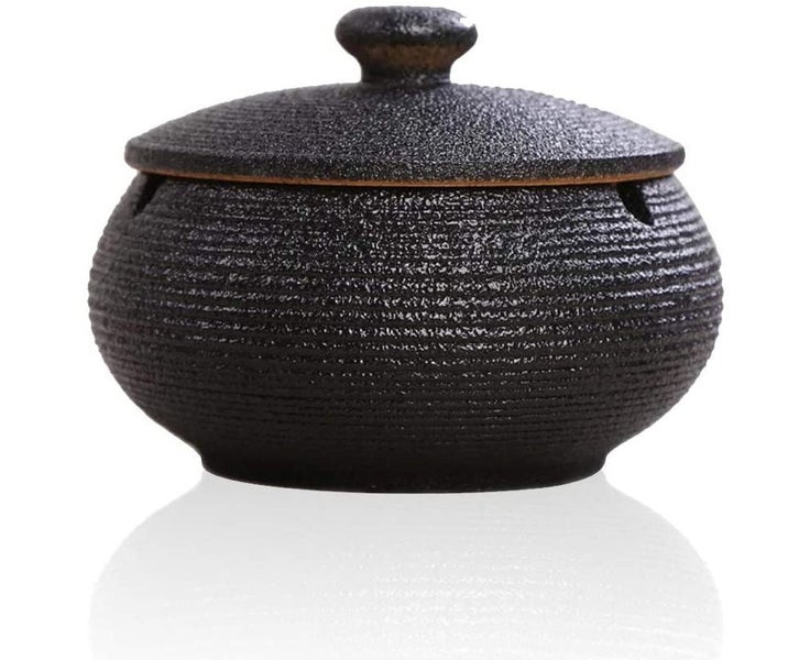 Ceramic Ashtray with Lids, Windproof, Cigarette Ashtray for Indoor or Outdoor Carousel 1