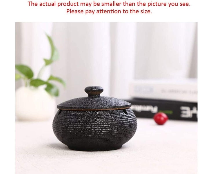 Ceramic Ashtray with Lids, Windproof, Cigarette Ashtray for Indoor or Outdoor Carousel 2