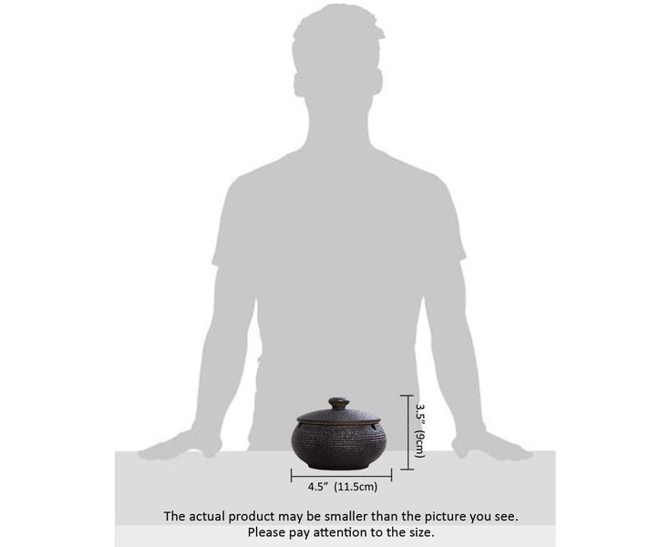 Ceramic Ashtray with Lids, Windproof, Cigarette Ashtray for Indoor or Outdoor Carousel 4