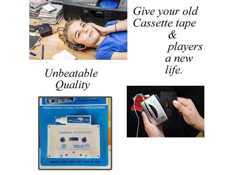 Audio Cassette Head Cleane NEW Portable Wet Type Cassette Tape Head Cleaner Carousel 1