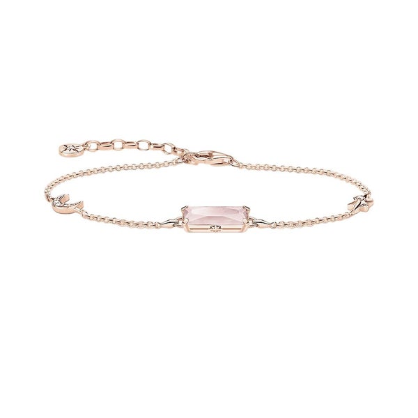 925 Sterling Silver Romantic Gift Rose Gold Bracelet With Pink Stone Star And... Carousel 1