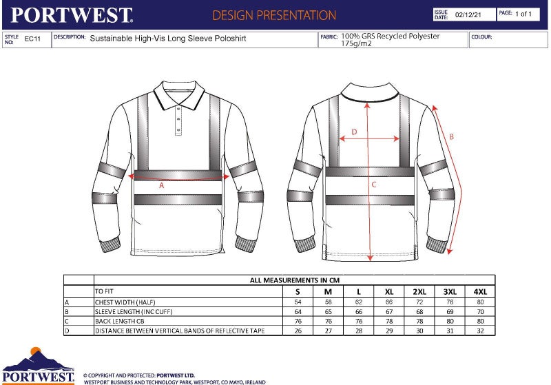 6pcs Portwest EC11 Eco Hi Vis Polo Long Sleeve Shirt Yellow Bulk Work Safety ... Carousel 2