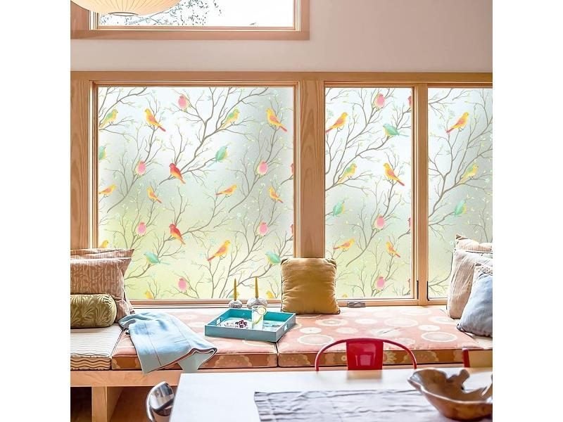 Stained Glass Window Privacy Film Non-Adhesive Static Cling Sun Blocking Window Carousel 1