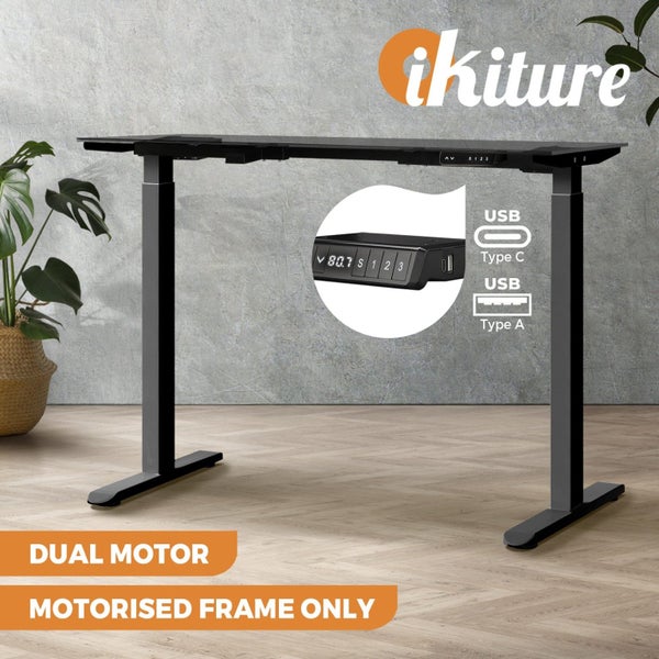 Oikiture Electric Standing Desk Frame Only Dual Motor Height Adjustable Carousel 1