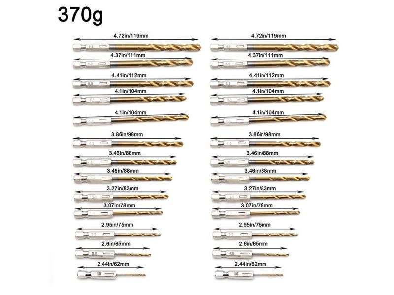 Hexagonal Handle 13pc Titanium Twists Drill 1.5-6.5mm Electric Drill Carousel 1