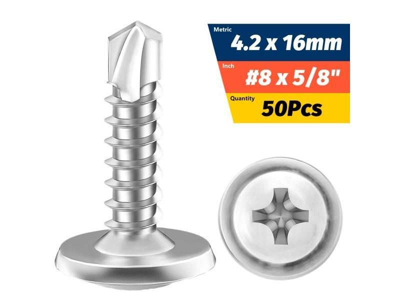 #8 M4.2 Self-Tapping Sheet Metal Screws 410 Stainless Steel Truss Head Carousel 1