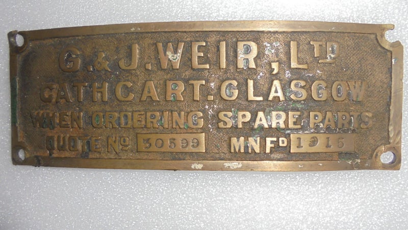 WWI (1915) Aircraft fuselage, Aero Engine or gun carriage makers plate. Carousel 1