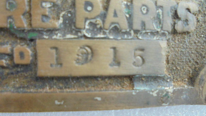 WWI (1915) Aircraft fuselage, Aero Engine or gun carriage makers plate. Carousel 2
