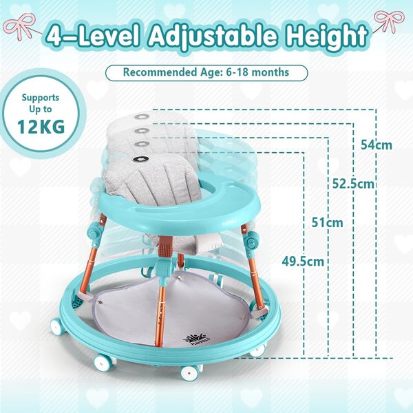 3-In-1 Baby Walker Adjustable Stroller Kids Ride On Toy Black Mint Carousel 2