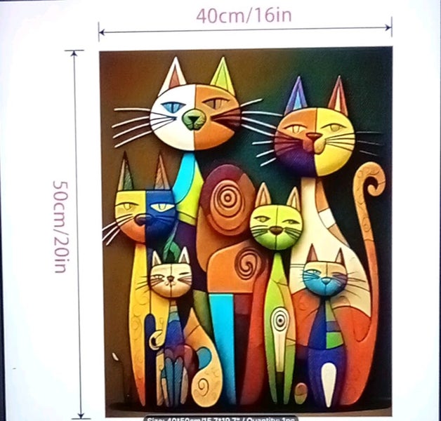 THE CATTAGE-Vibrant Cartoon Cat Paint By Numbers Make Some Colourful Home Decor Carousel 2