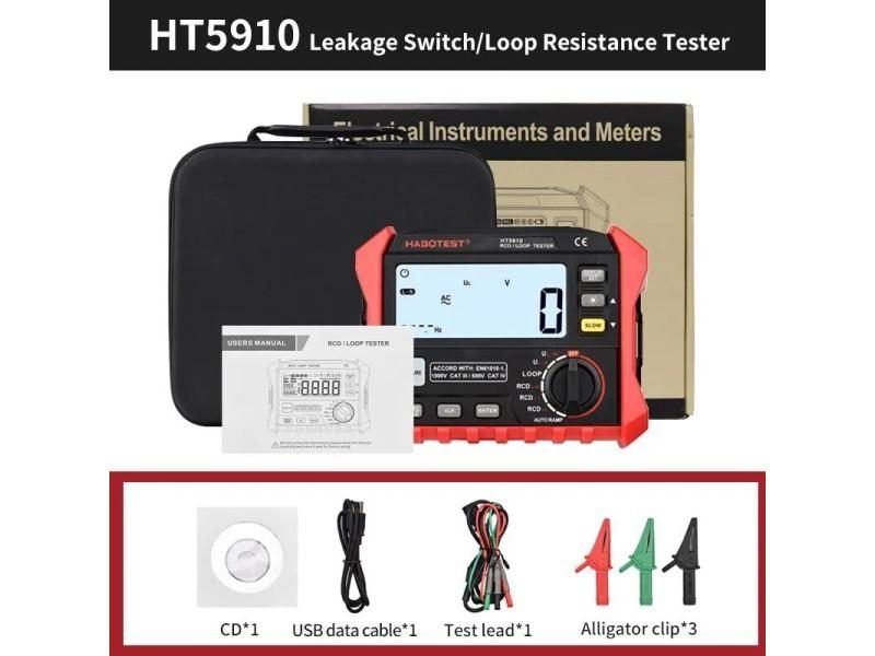 4.7-inch Large LCD Digital Resistance Meter RCD/Loop Tester 1000 Data Storage 0 Carousel 1