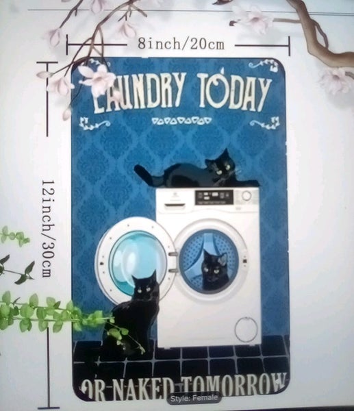 THE CATTAGE - Hilarious Cat Tin Sign Bring Whimsey To Your Laundry Room Carousel 2