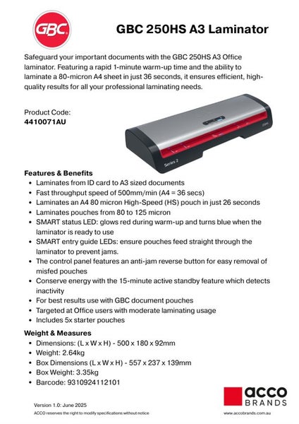 GBC 250HS Office A3 Laminator Carousel 7