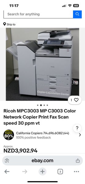 RICOH MP C3003 COLOUR LASER MULTIFUNCTION PRINTER Carousel 20